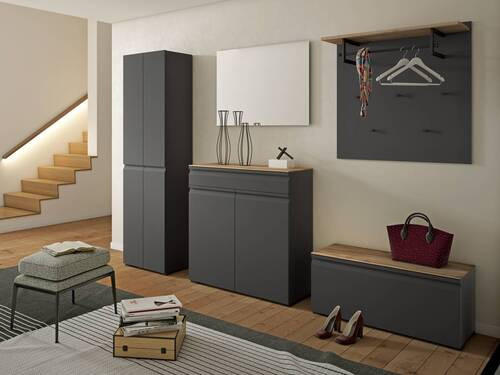 SCHUHSCHRANK Anthrazit, Eichefarben  - Eichefarben/Anthrazit, Design, Holzwerkstoff/Kunststoff (93/96/36cm) - Dieter Knoll