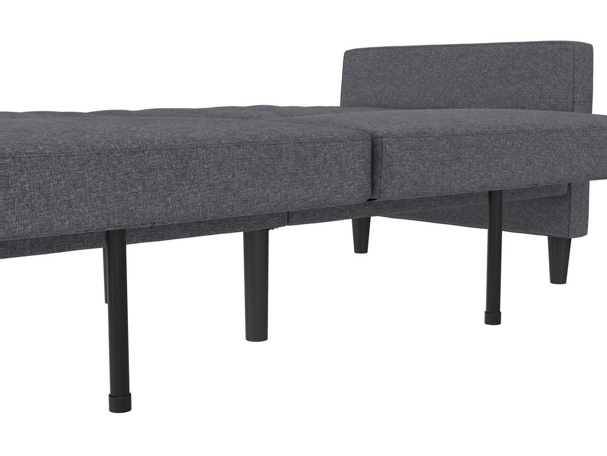SCHLAFSOFA Webstoff, Leinenoptik Grau  - Schwarz/Grau, Basics, Kunststoff/Textil (207/86/86cm) - Livetastic