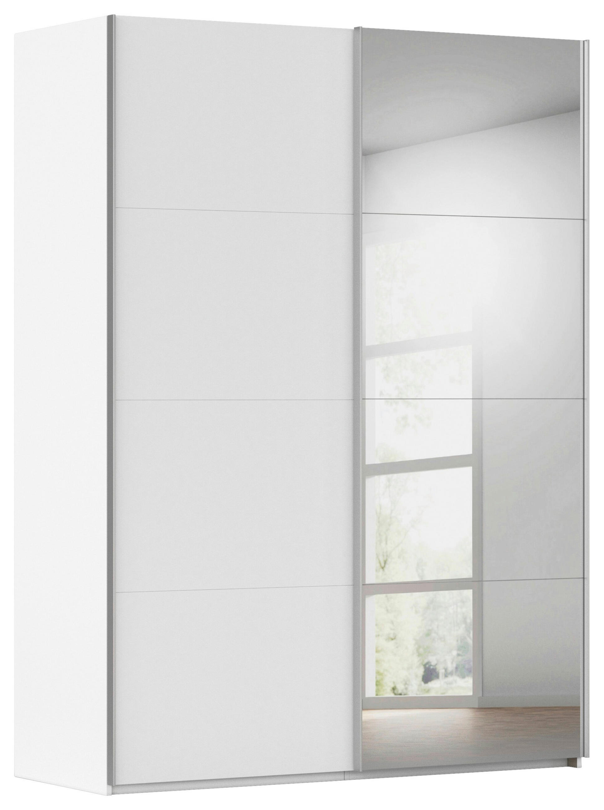 SCHWEBETÜRENSCHRANK 162/236/68 cm 2-türig Weiß  - Alufarben/Weiß, Basics, Glas/Holzwerkstoff (162/236/68cm) - Novel
