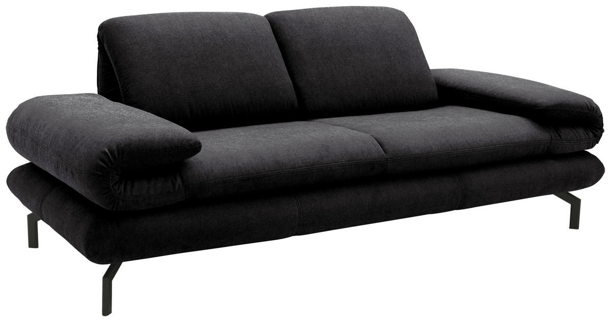 ZWEISITZER-SOFA mit Funktionen Webstoff Anthrazit  - Anthrazit/Schwarz, Design, Textil/Metall (204 (264)/83 (110)/98cm) - LOOKS by W.Joop