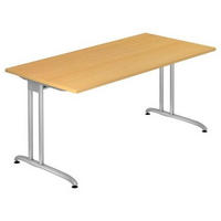 SCHREIBTISCH 160/72/80 cm  in Buchefarben  - Buchefarben/Silberfarben, KONVENTIONELL, Holzwerkstoff/Metall (160/72/80cm) - Venda