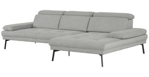 ECKSOFA Hellgrau Webstoff  - Hellgrau/Schwarz, Design, Textil/Metall (296/188cm) - Xora