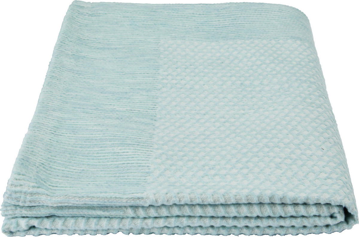 PLAID 140/200 cm  - Türkis, Natur, Textil (140/200cm) - Bio:Vio