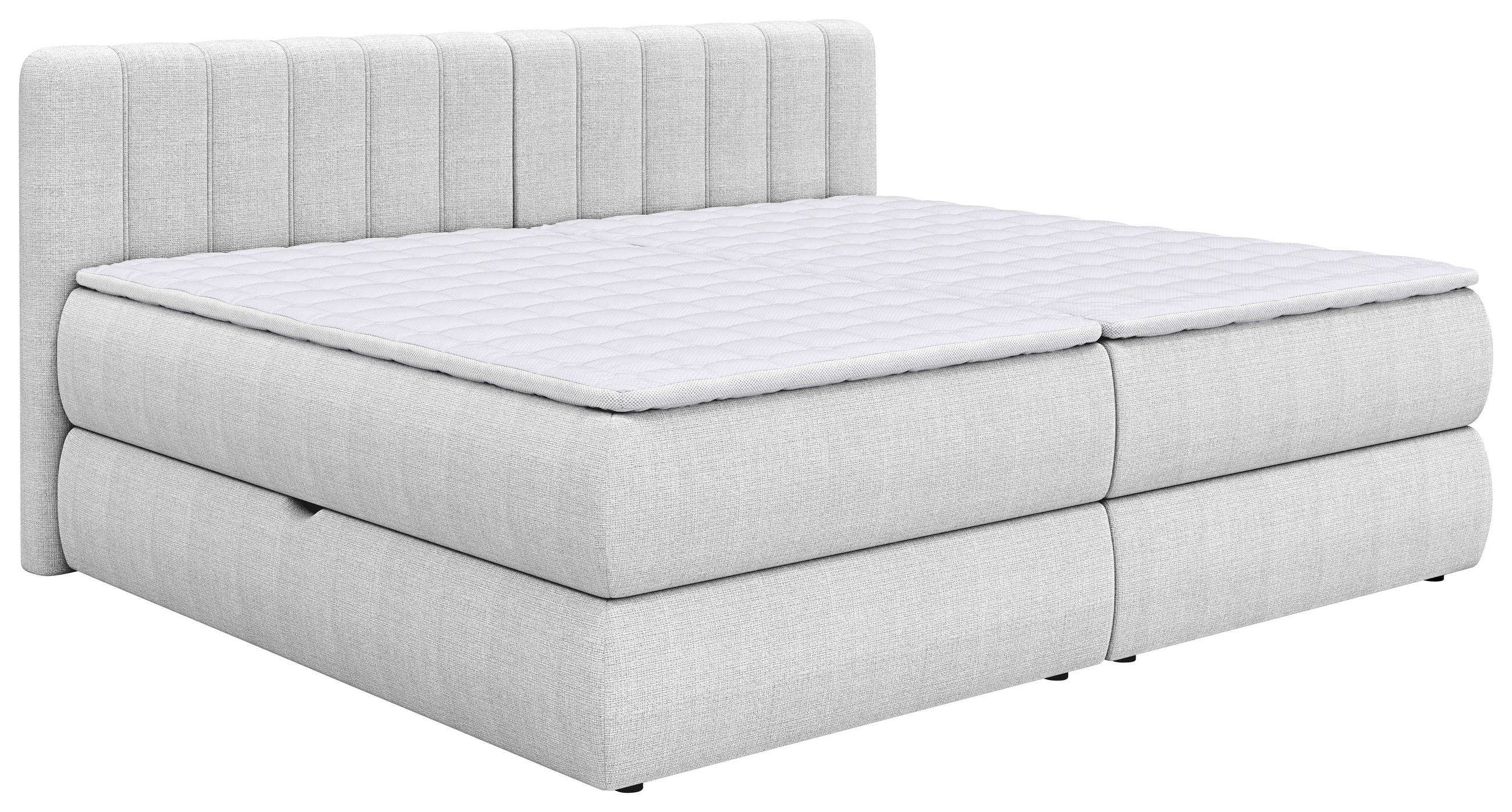 FAMILIENBOXSPRINGBETT 240/200 cm, Hellgrau  - Hellgrau/Schwarz, Design, Kunststoff/Textil (240/200cm) - Chameo