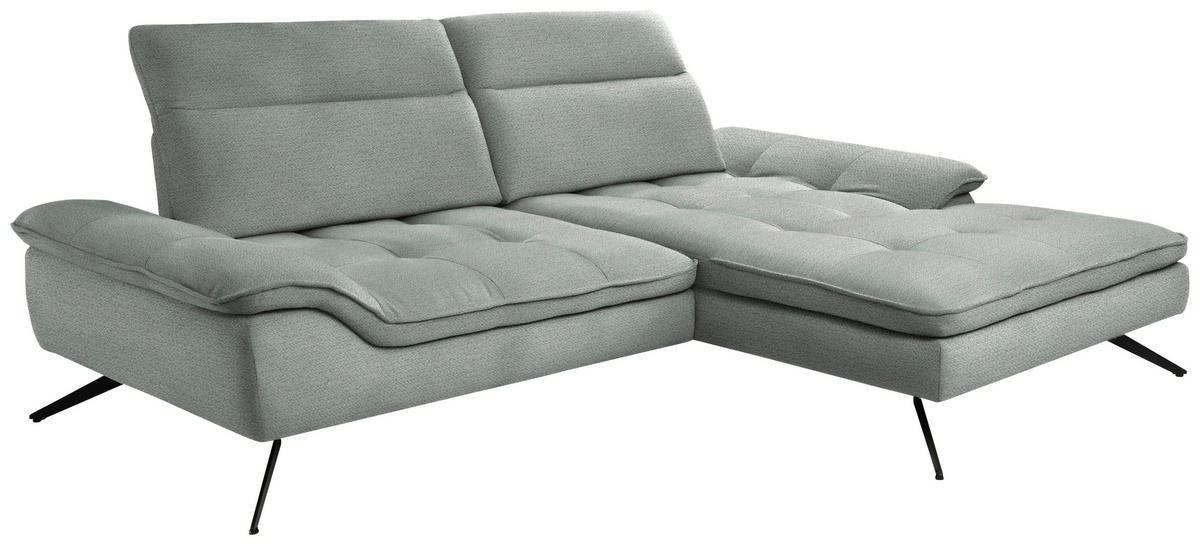 KUTNA GARNITURA tekstil  svijetlo siva   - svijetlo siva/crna, Design, tekstil/metal (288/179-202cm) - Stylife
