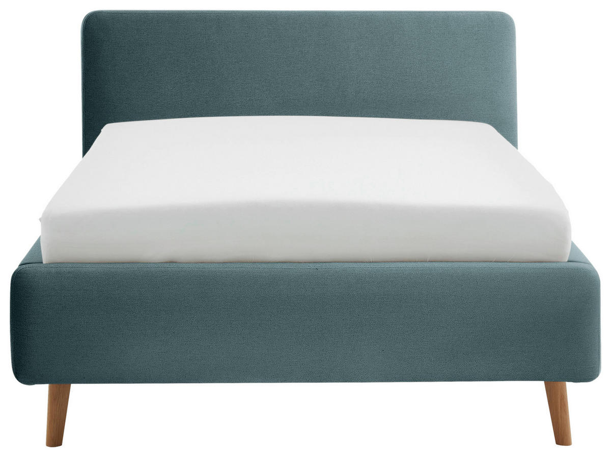 POLSTERBETT Lattenrost, Bettkasten 140/200 cm  in Blau  - Blau/Eichefarben, Design, Holz/Textil (140/200cm) - Xora