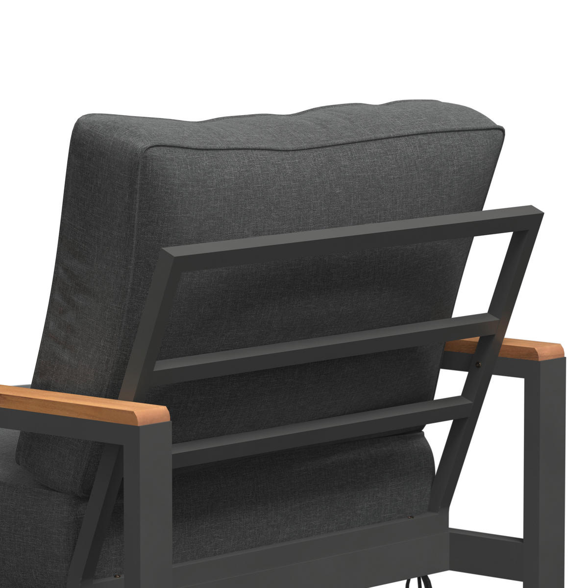 LOUNGEGARNITUR   191/72/75 cm Akazie vollmassiv Aluminium  - Schwarz/Akaziefarben, MODERN, Holz/Textil (191/72/75cm) - Ambia Garden