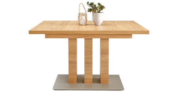 ESSTISCH in Holz, Holzwerkstoff 130-178/90/75 cm  - Edelstahlfarben/Eichefarben, Design, Holz/Holzwerkstoff (130-178/90/75cm) - Moderano