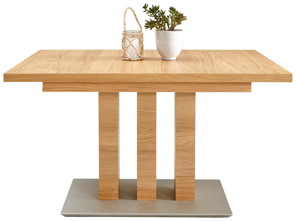 ESSTISCH in Holz, Holzwerkstoff 130-178/90/75 cm  - Edelstahlfarben/Eichefarben, Design, Holz/Holzwerkstoff (130-178/90/75cm) - Moderano