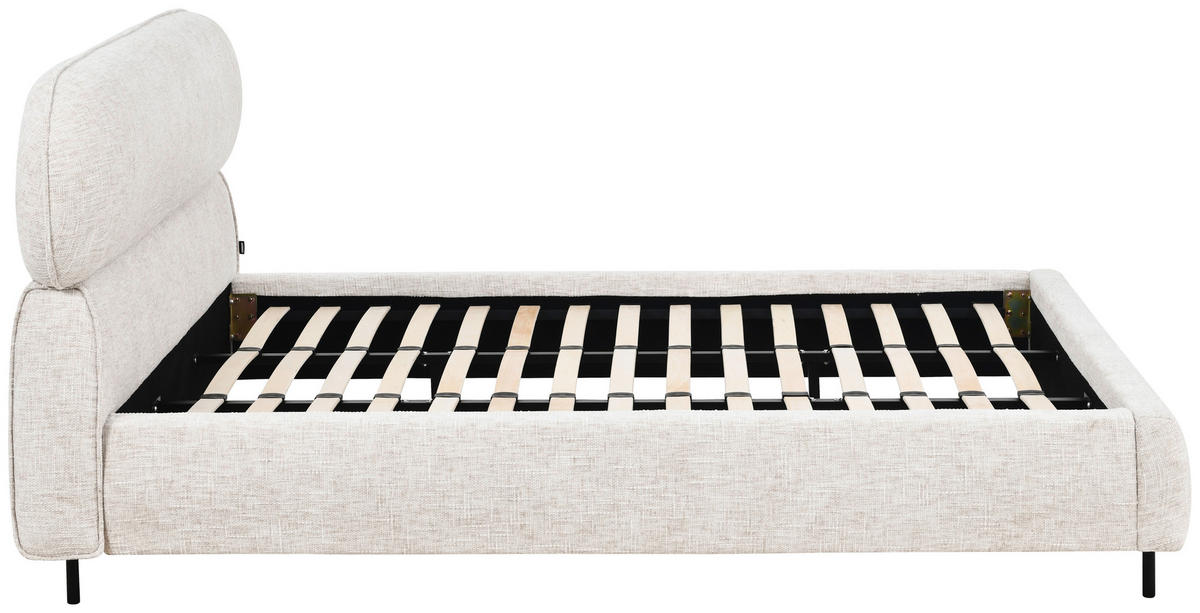 POLSTERBETT 180/200 cm, inkl. gepolstertes Kopfteil, Lattenrost,  in Beige  - Eichefarben/Beige, Design, Holz/Textil (180/200cm) - Boxxx