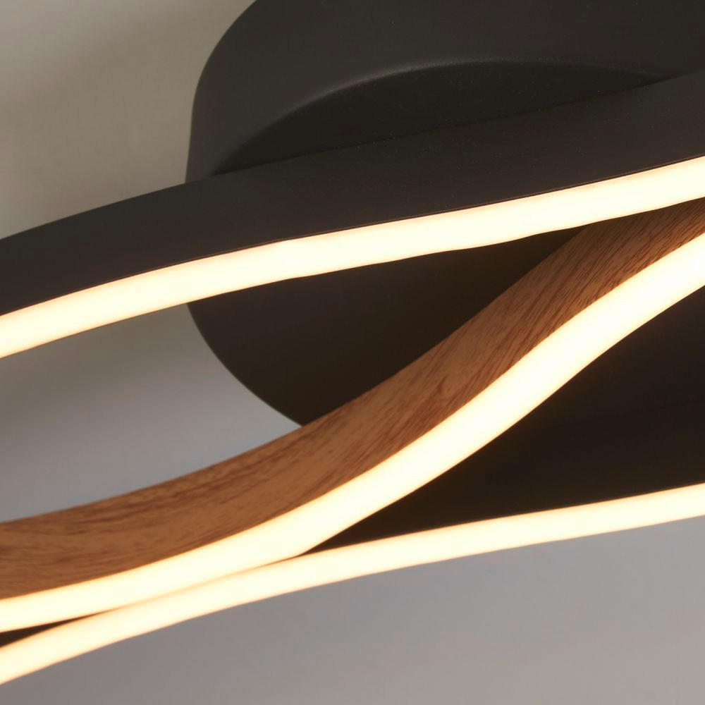 STROPNA LED-SVETILKA  Bloom Swirl /897 lm/3000 K// - črna/naravne barve, Natur, kovina (107cm)
