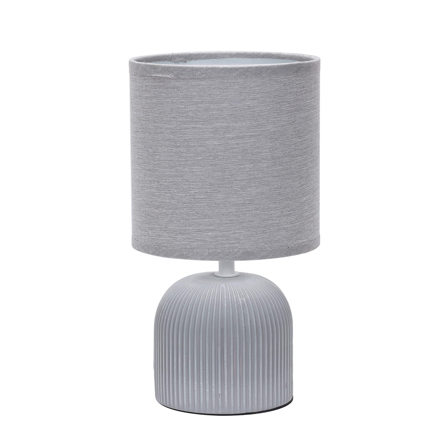 STOLNÍ LAMPA, E14, 15/28 cm  - šedá, Design, textil/keramika (15/28cm)