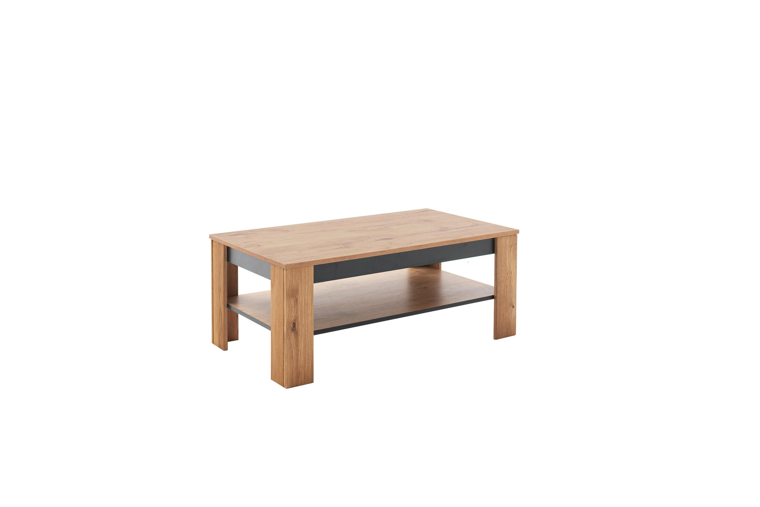 COUCHTISCH 115/65/46 cm rechteckig Schwarz, Wildeiche  - Wildeiche/Schwarz, Design, Holzwerkstoff (115/65/46cm) - MID.YOU
