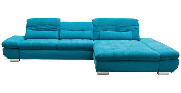 ECKSOFA in Mikrofaser Türkis  - Türkis/Schwarz, Design, Textil/Metall (204/341cm) - Xora