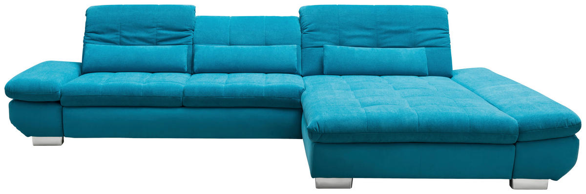 ECKSOFA Türkis Mikrofaser  - Türkis/Schwarz, Design, Textil/Metall (204/341cm) - Xora