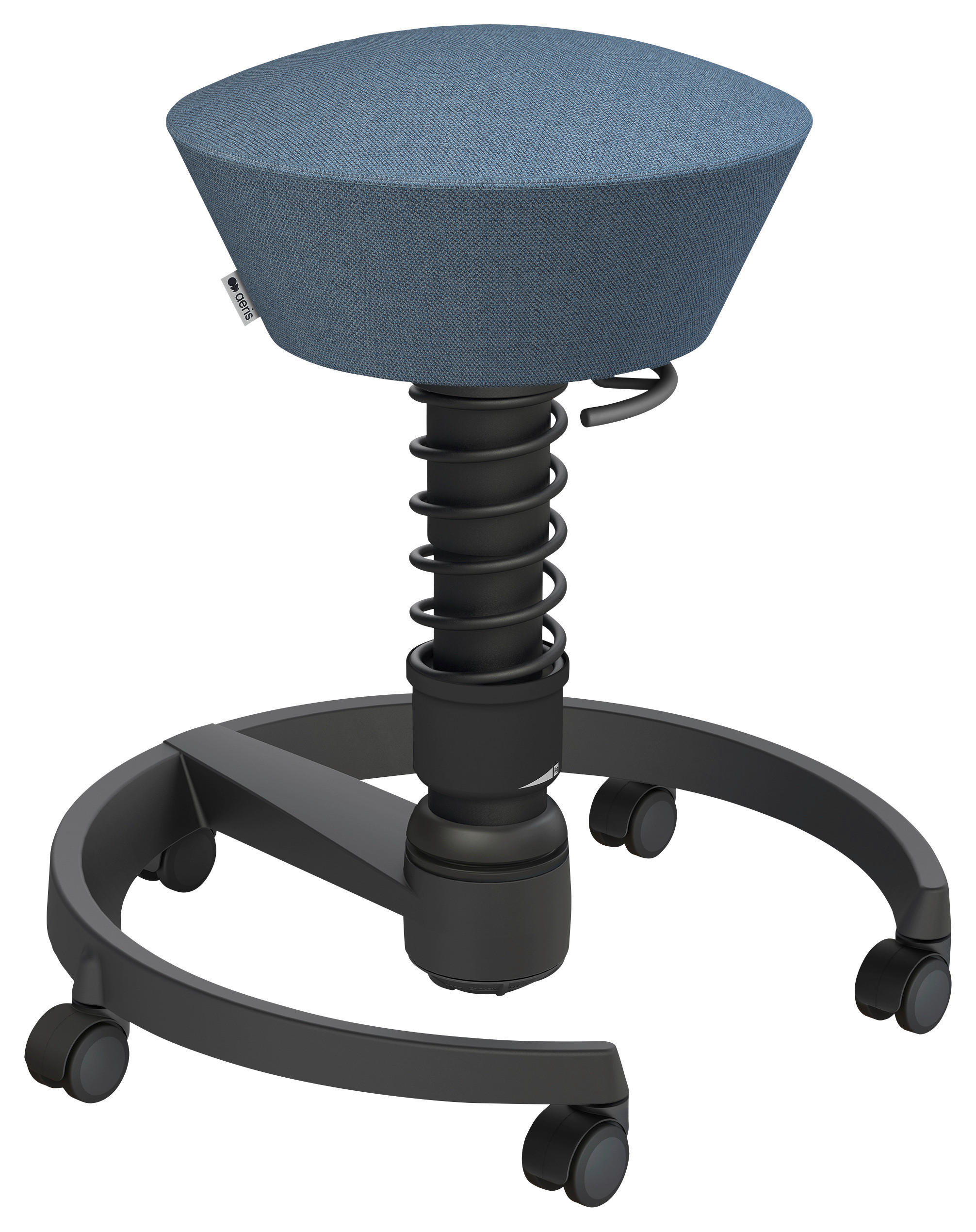 BÜROHOCKER Wollmischung mel. Blau, Schwarz - Blau/Schwarz, Basics, Kunststoff/Textil (55/45,66/55cm) - Aeris