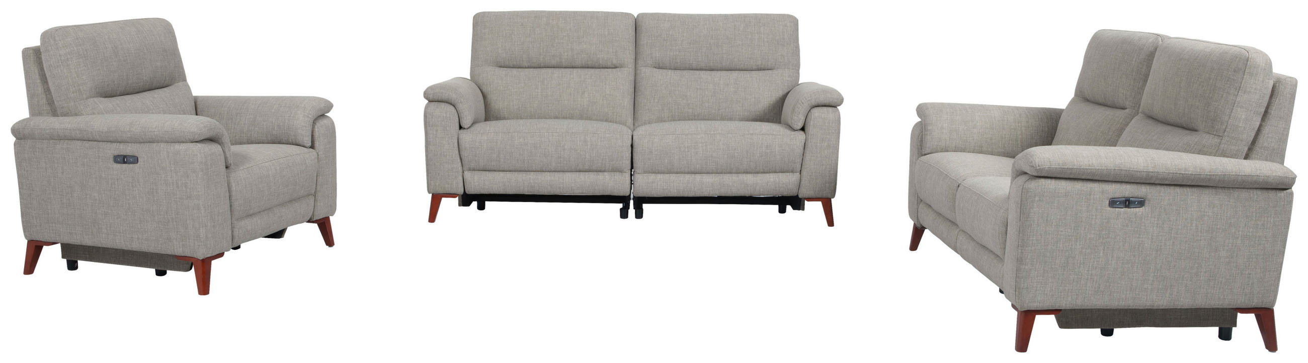 SITZGARNITUR Webstoff Graubraun  - Graubraun/Schwarz, MODERN, Textil/Metall - Livetastic