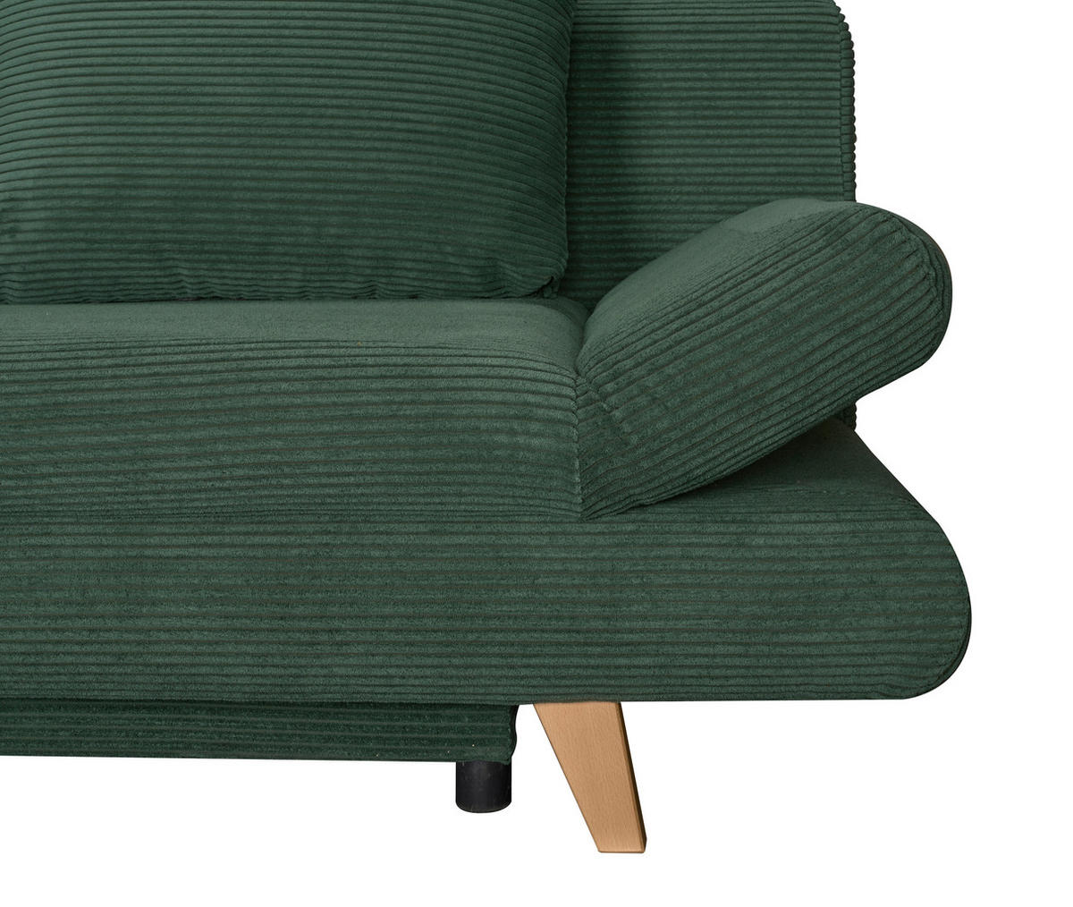 SCHLAFSOFA  mit Schlafen auf Sitzhöhe, haustierfreundlicher Bezug Cord Dunkelgrün  - Dunkelgrün/Buchefarben, KONVENTIONELL, Holz/Textil (200/75/85cm) - Carryhome