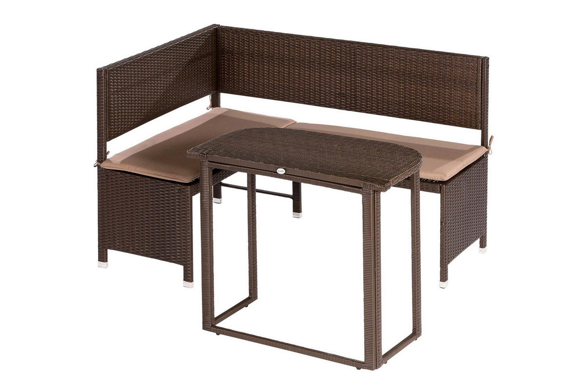 GARTENSET 3-teilig Stahl 3-teilig  - Braun, KONVENTIONELL, Kunststoff/Textil - Gardenson