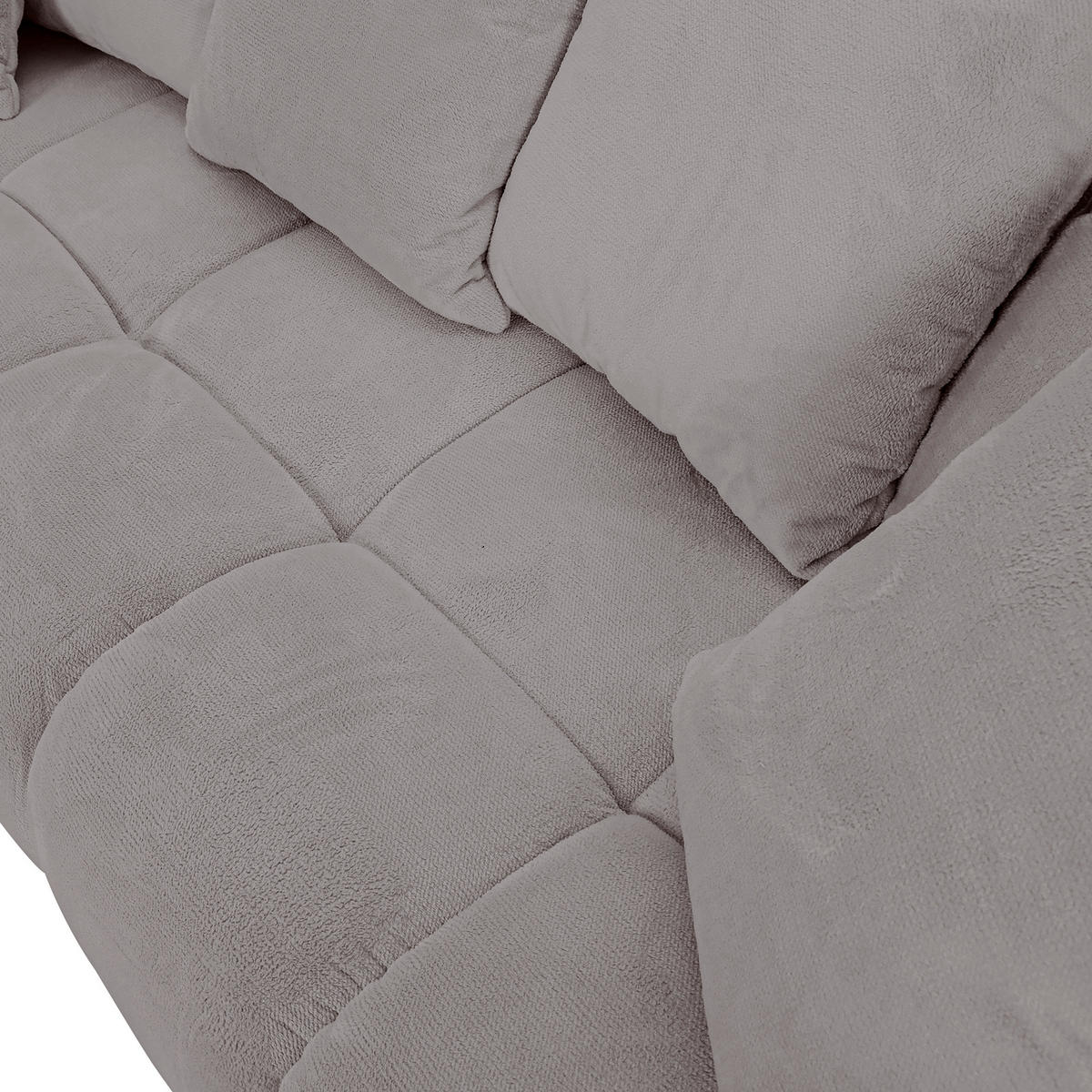 ECKSOFA Grau Plüsch  - Dunkelbraun/Grau, KONVENTIONELL, Holz/Textil (190/288cm) - Carryhome