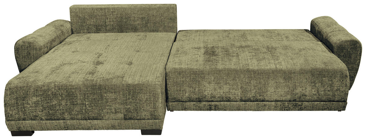 HÖRNBÄDDSOFFA 3-sits i chenille mörkgrön  - svart/mörkgrön, Basics, textil/plast (321/184cm) - Livetastic