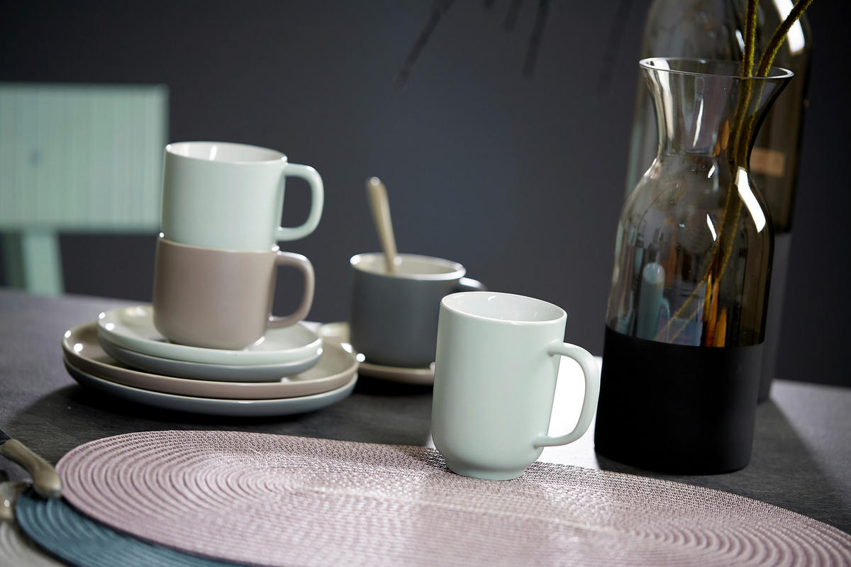 KAFFEEBECHER Jasper  320 ml   - Weiß/Mintgrün, Design, Keramik (320ml) - Ritzenhoff Breker