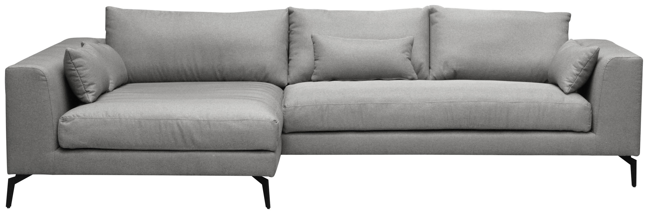 ECKSOFA in Flachgewebe Grau  - Schwarz/Grau, Design, Textil/Metall (172/313cm) - Livetastic
