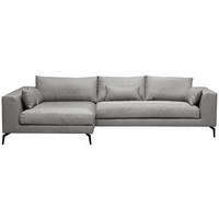 ECKSOFA Grau Flachgewebe  - Schwarz/Grau, Design, Textil/Metall (172/313cm) - Livetastic