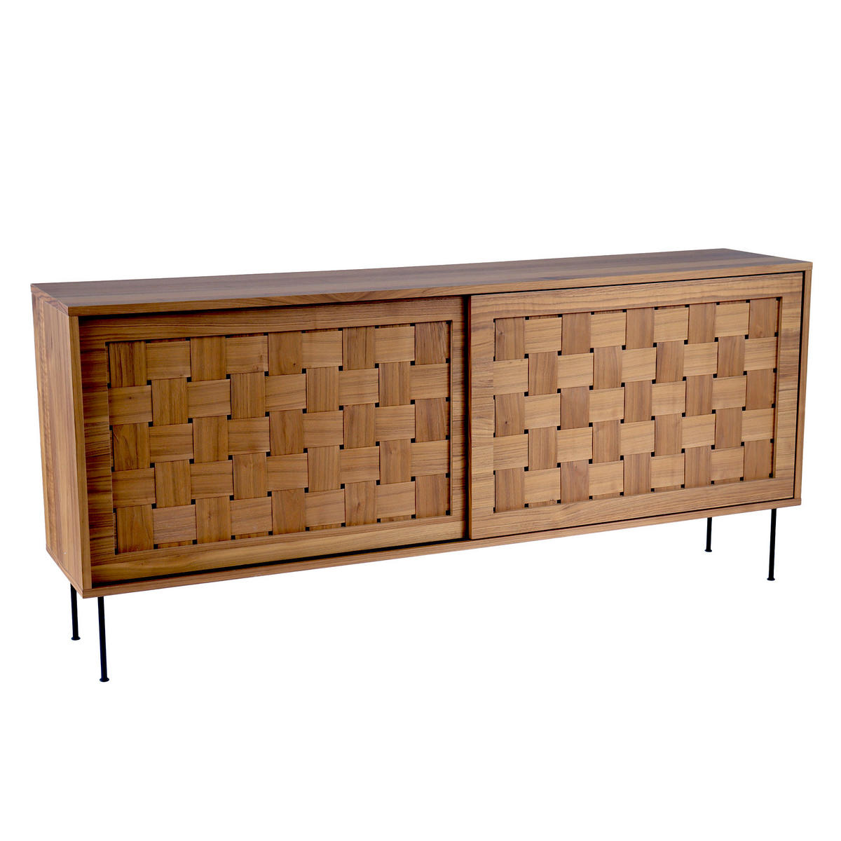 SIDEBOARD 178/80/38 cm  - valnötsfärgad/svart, Klassisk, metall/trä (178/80/38cm) - Niels Andersson