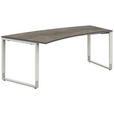 SCHREIBTISCH 200/80-100/68-82 cm  in Graphitfarben, Weiß  - Silberfarben/Graphitfarben, Design, Holzwerkstoff/Metall (200/80-100/68-82cm) - Moderano
