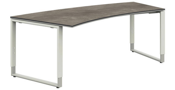SCHREIBTISCH 200/80-100/68-82 cm  in Graphitfarben, Weiß  - Silberfarben/Graphitfarben, Design, Holzwerkstoff/Metall (200/80-100/68-82cm) - Moderano