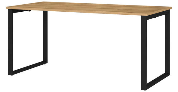 SCHREIBTISCH 160/80/75 cm  in Schwarz, Eichefarben  - Eichefarben/Schwarz, MODERN, Holzwerkstoff/Metall (160/80/75cm) - Novel