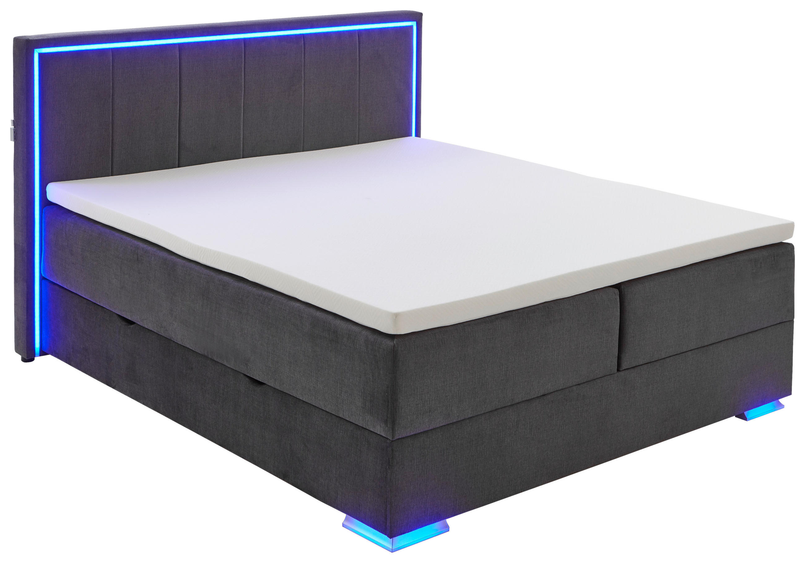 BOXSPRINGBETT 180/200 cm  in Anthrazit  - Chromfarben/Anthrazit, Design, Kunststoff/Textil (180/200cm) - Boxxx