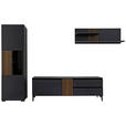 WOHNWAND  in Anthrazit, Nussbaumfarben  324/200/45 cm  - Anthrazit/Nussbaumfarben, Design, Glas/Holz (324/200/45cm) - Moderano