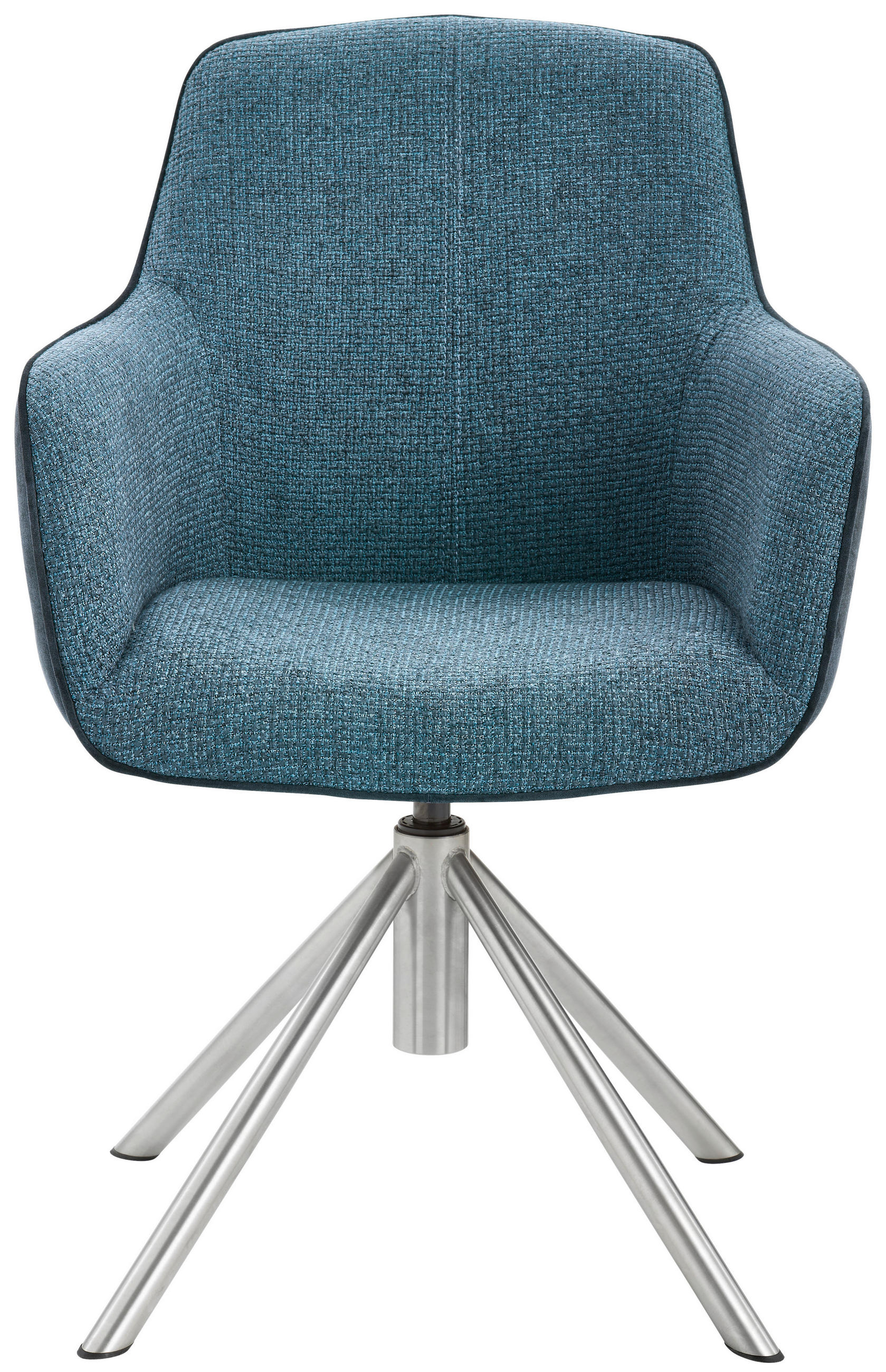 ARMLEHNSTUHL drehbar  in Edelstahl Flachgewebe  - Edelstahlfarben/Petrol, Design, Textil/Metall (60/88/64cm) - Novel