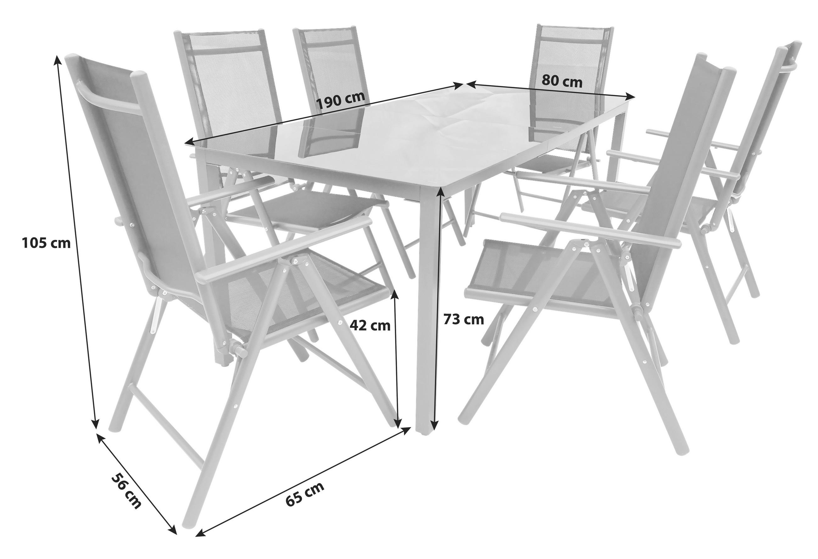 GARTENGARNITUR 7-teilig Aluminium  - Anthrazit/Schwarz, Basics, Metall (190/73/90cm) - MID.YOU