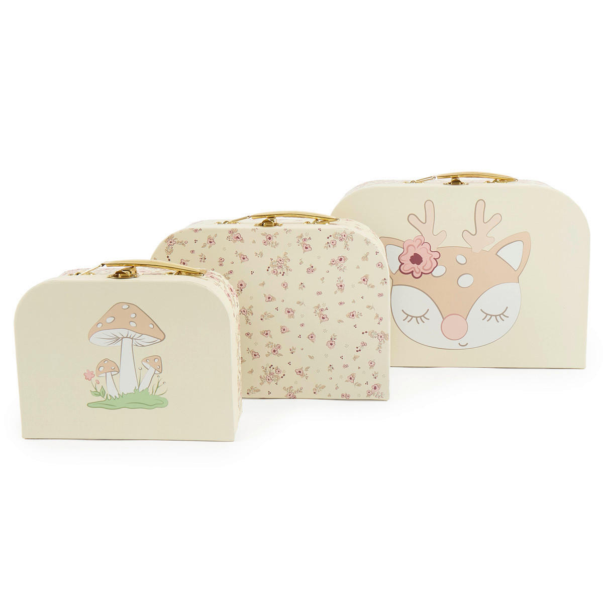 XXXLutz Spielkoffer Ella Vintage Flowers Weiß 21x9.5x30 cm