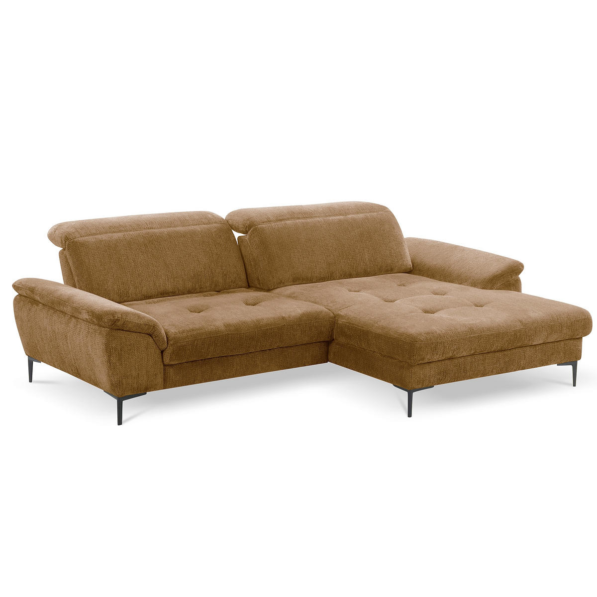 ECKSOFA  Webstoff Rostfarben  - Rostfarben/Schwarz, Design, Textil/Metall (268/195cm) - Livetastic