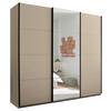 SCHWEBETÜRENSCHRANK 215/204/60 cm 3-türig Kaschmir  - Kaschmir/Schwarz, KONVENTIONELL, Glas/Holzwerkstoff (215/204/60cm) - Boxxx
