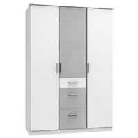 GARDEROB 135/199/58 cm 3-dörrar - vit/aluminiumfärg, Klassisk, trämaterial/plast (135/199/58cm) - Carryhome