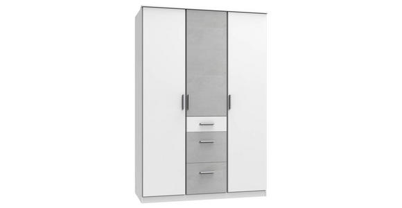 KLEIDERSCHRANK  in Grau, Weiß  - Alufarben/Weiß, KONVENTIONELL, Holzwerkstoff/Kunststoff (135/199/58cm) - Carryhome