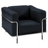 FAUTEUIL in Echtleder Dunkelblau  - Chromfarben/Dunkelblau, Design, Leder/Metall (91/67/96cm) - Johann Jakob
