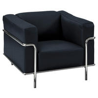 FAUTEUIL in Echtleder Dunkelblau  - Chromfarben/Dunkelblau, Design, Leder/Metall (91/67/96cm) - Johann Jakob
