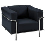 SESSEL in Echtleder Dunkelblau  - Chromfarben/Dunkelblau, Design, Leder/Metall (91/67/96cm) - Johann Jakob