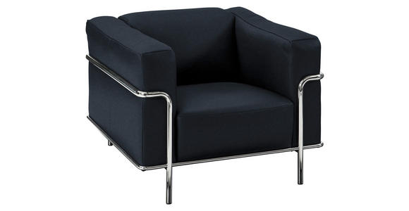 SESSEL in Echtleder Dunkelblau - Chromfarben/Dunkelblau, Design, Leder/Metall (91/67/96cm) - Johann Jakob