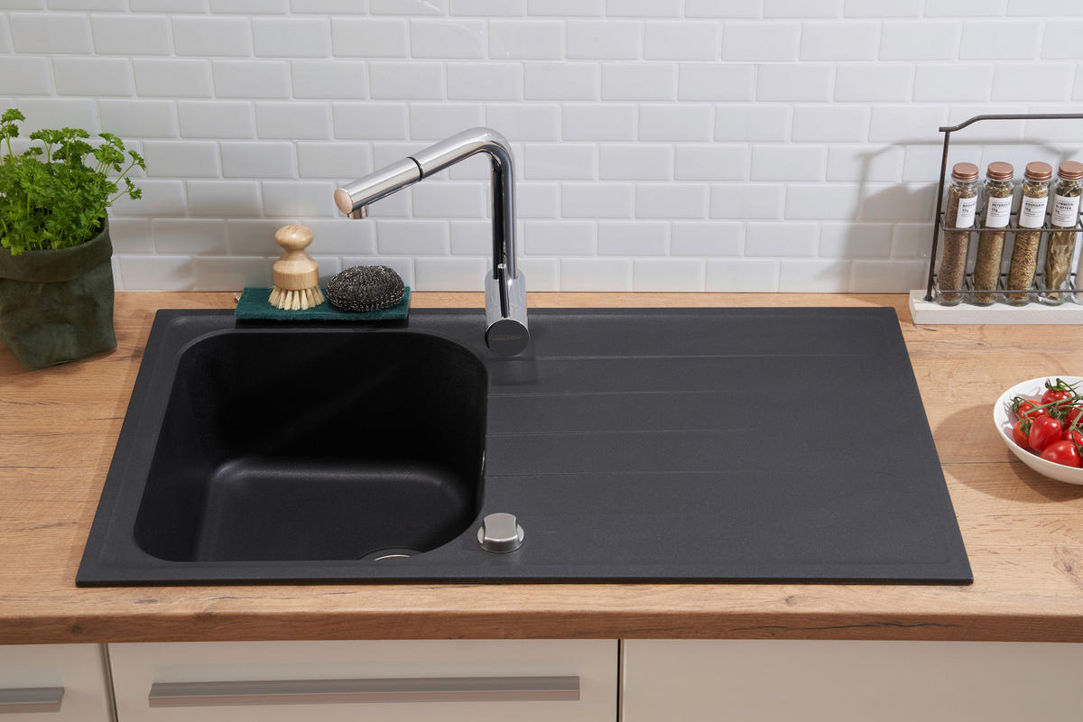 SPÜLE 1725ORLANDO86X50S  - Schwarz, Trend, Stein (86/20,9/50cm) - Respekta