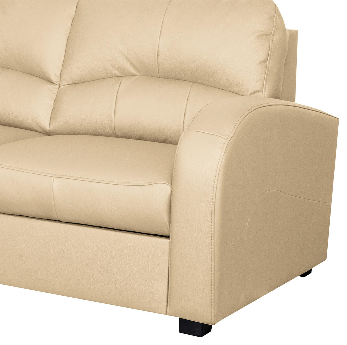 ECKSOFA in Lederlook Echtleder Beige  - Beige/Schwarz, Design, Leder/Kunststoff (168/227cm) - Livetastic