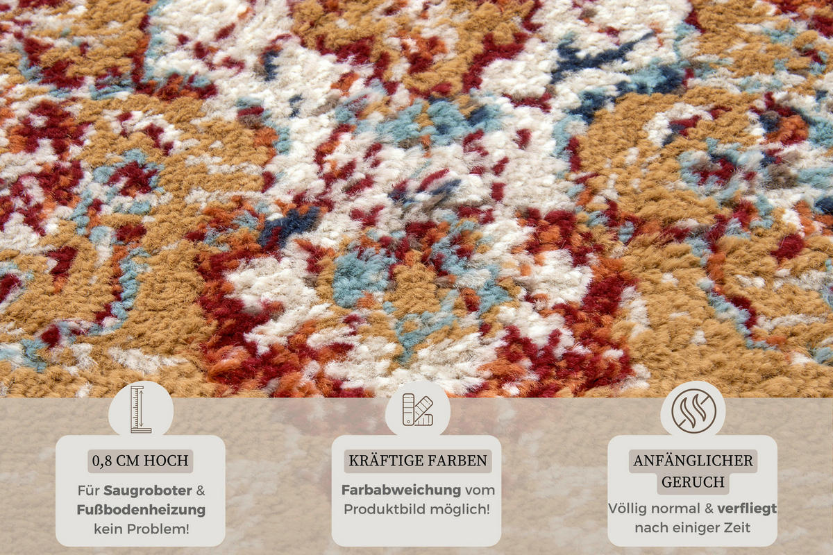 FLACHWEBETEPPICH 57/90 cm Luxor Multicolor, Honig  - Multicolor/Honig, Design, Kunststoff/Textil (57/90cm)