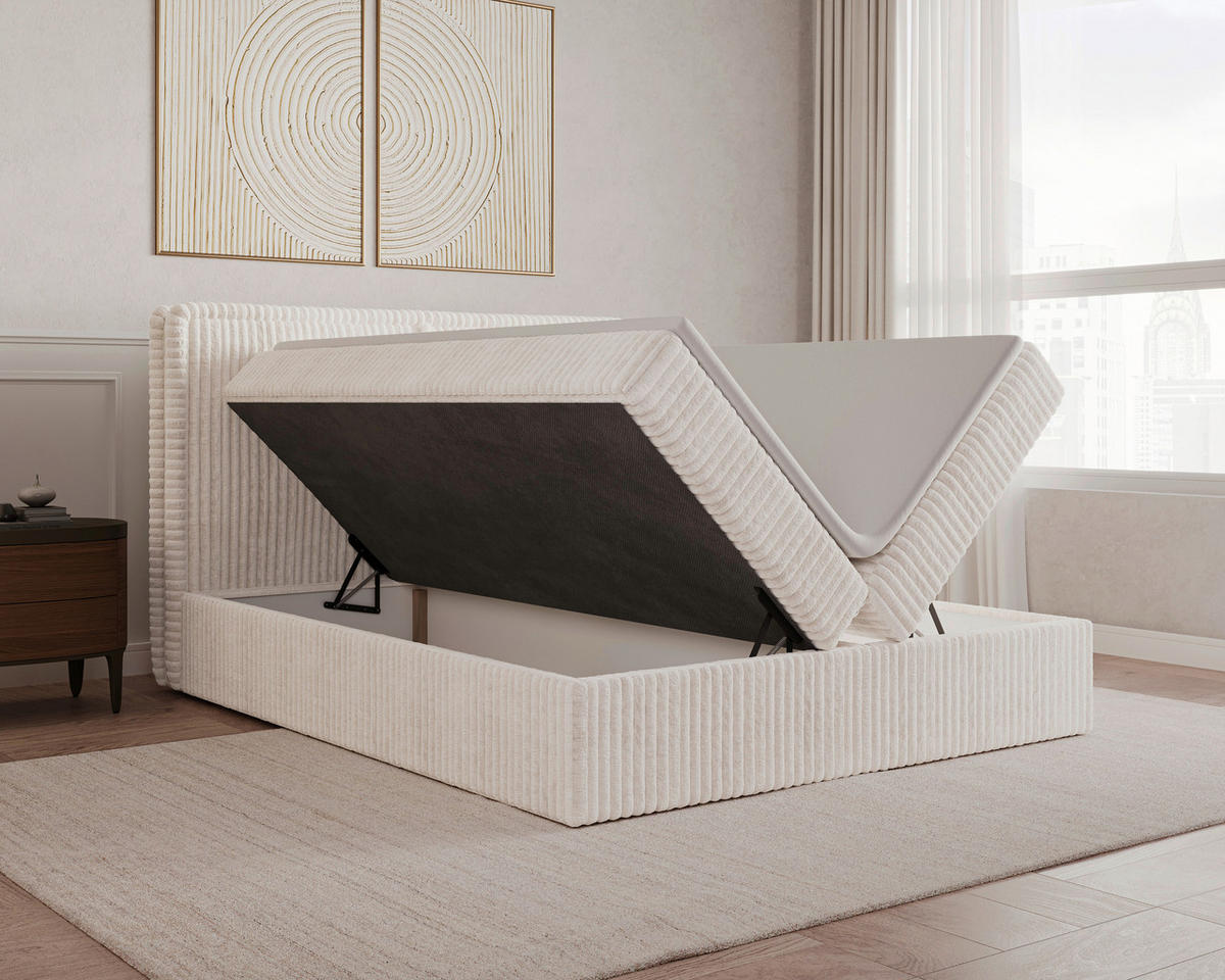 BOXBETT 140/200 cm  in Beige  - Beige/Schwarz, MODERN, Holz/Kunststoff (140/200cm) - Livetastic