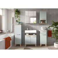 BADEZIMMER 5-teilig 128 cm  - Eiche San Remo/Graugrün, Modern, Holzwerkstoff/Kunststoff (128cm) - MID.YOU